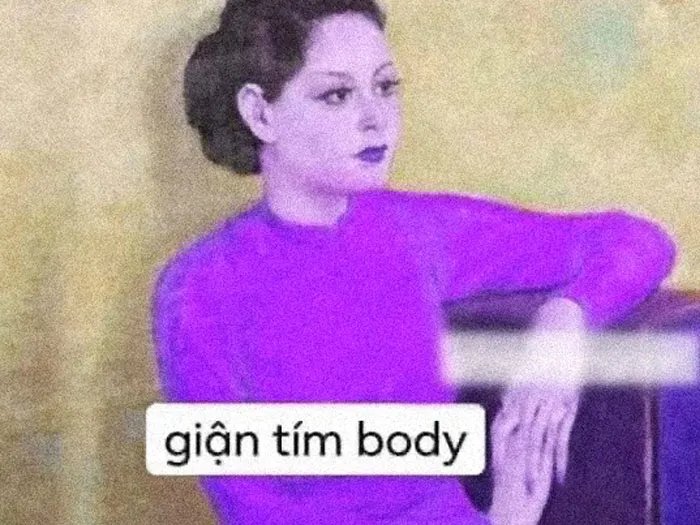 Biểu cảm 'giận tím body' thể hiện sự tức giận một cách hài hước trên mạng xã hội.