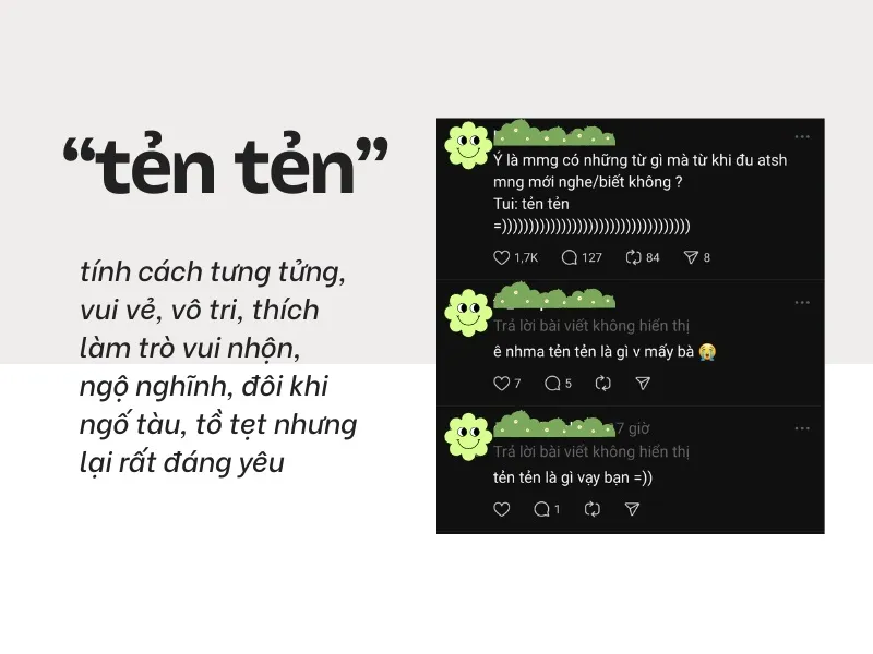 Định nghĩa từ lóng "tẻn tẻn" của Gen Z minh họa bởi Canva