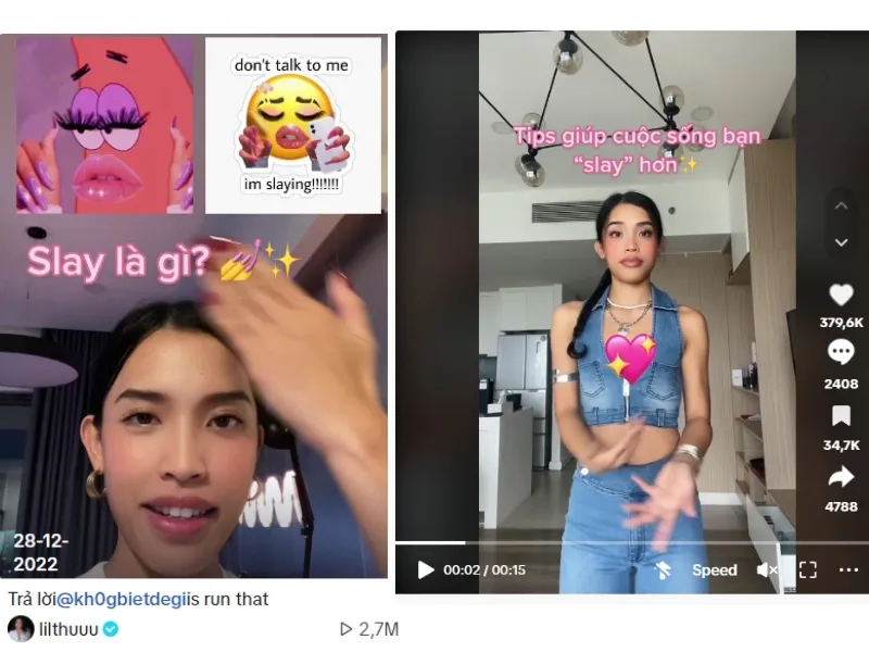 Biểu đồ thống kê lượt tương tác lớn cho các video giải thích slay là gì trên TikTok, minh chứng cho sức lan tỏa của từ lóng này
