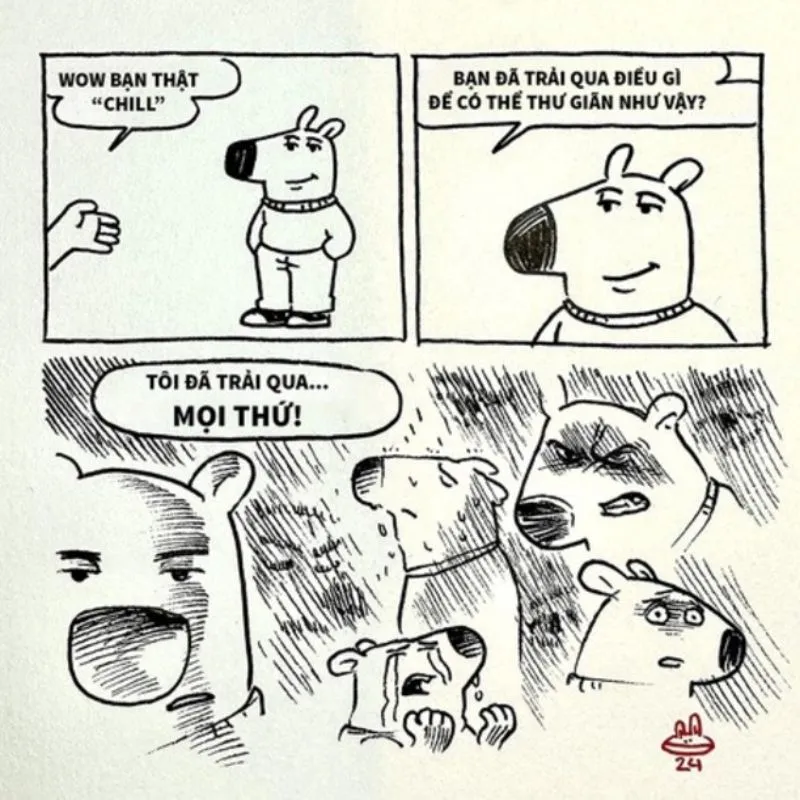 Hình ảnh quá khứ của Chill guy thể hiện sự biến đổi của meme trên mạng xã hội