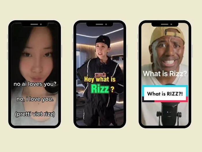 Rizz là gì trên TikTok: Một nhóm bạn trẻ đang xem điện thoại và tương tác, minh họa cho nội dung về Rizz được chia sẻ rộng rãi trên mạng xã hội