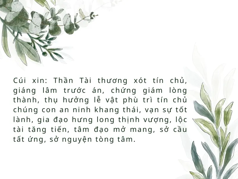 Lễ vật cúng Thần Tài Thổ Địa hằng ngày trang trọng, cầu mong may mắn và tài lộc dồi dào.