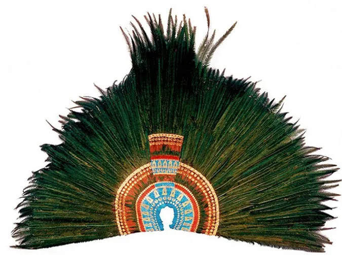 Mũ trùm đầu Moctezuma II, vương miện lông chim của Hoàng đế Aztec.
