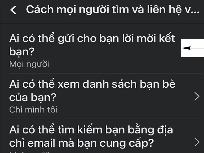 Tùy chọn Ai có thể gửi lời mời kết bạn trên Facebook