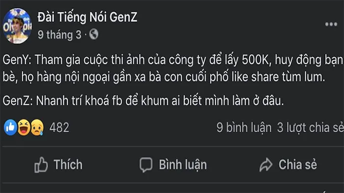 Fanpage Đài Tiếng Nói Gen Z, nơi khởi nguồn sự phổ biến của từ khum là gì
