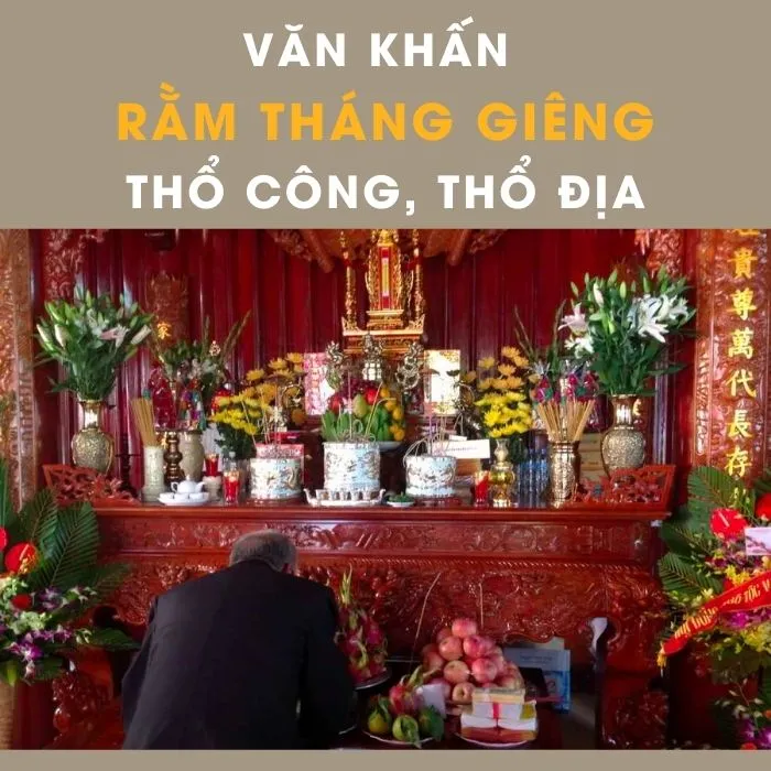 Bàn thờ Thổ Công ấm cúng với lễ vật đơn giản, cầu mong sự phù hộ của Thổ Thần trong dịp Rằm tháng Giêng.