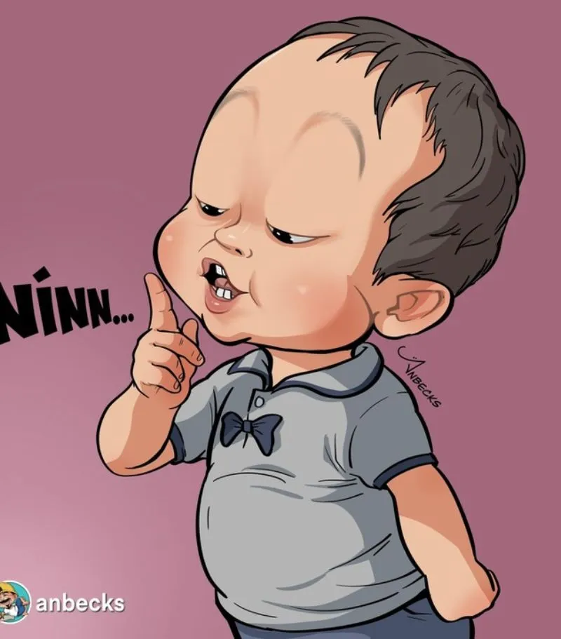 Hình minh họa "em bé nín" phiên bản hoạt hình, thể hiện sức lan tỏa của trend "nín" trong sáng tạo nội dung