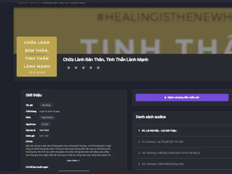 Sách nói Chữa lành bản thân, tinh thần lành mạnh - Vex King giúp bạn sống tích cực
