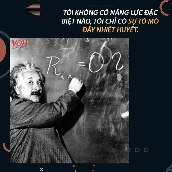 Albert Einstein giảng bài, thể hiện niềm đam mê khám phá khoa học và khơi gợi trí tò mò ở người khác.