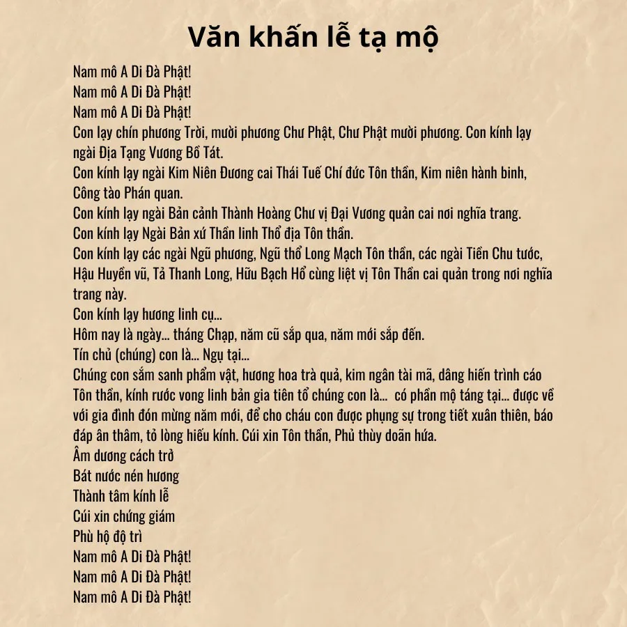 Mẫu văn khấn lễ tạ mộ chuẩn