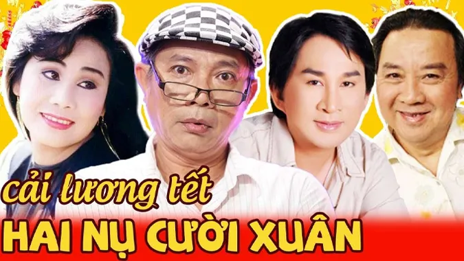 Nghệ sĩ Minh Vương và Phượng Liên với nụ cười rạng rỡ, mang không khí tươi vui của cải lương hay dịp Tết qua vở Hai Nụ Cười Xuân