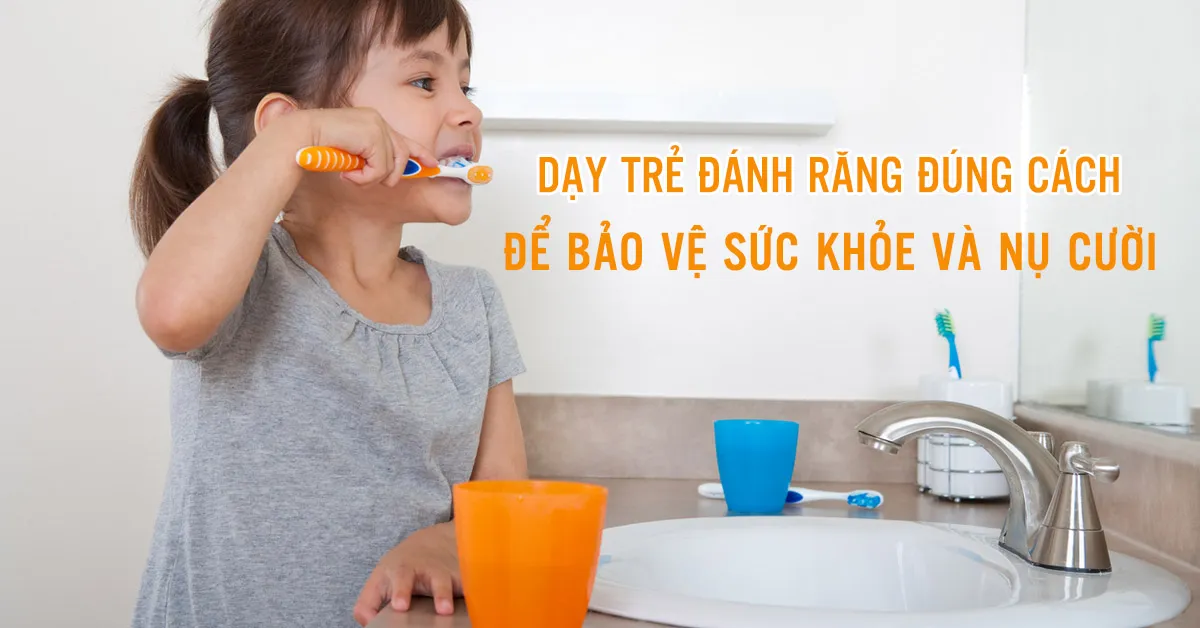 Một người mẹ đang hướng dẫn con đánh răng, nhấn mạnh việc trẻ lắng nghe và làm theo hướng dẫn trong các hoạt động hàng ngày.