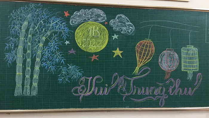 Bảng trang trí Tết Trung thu chủ đề "Vui Trung thu"