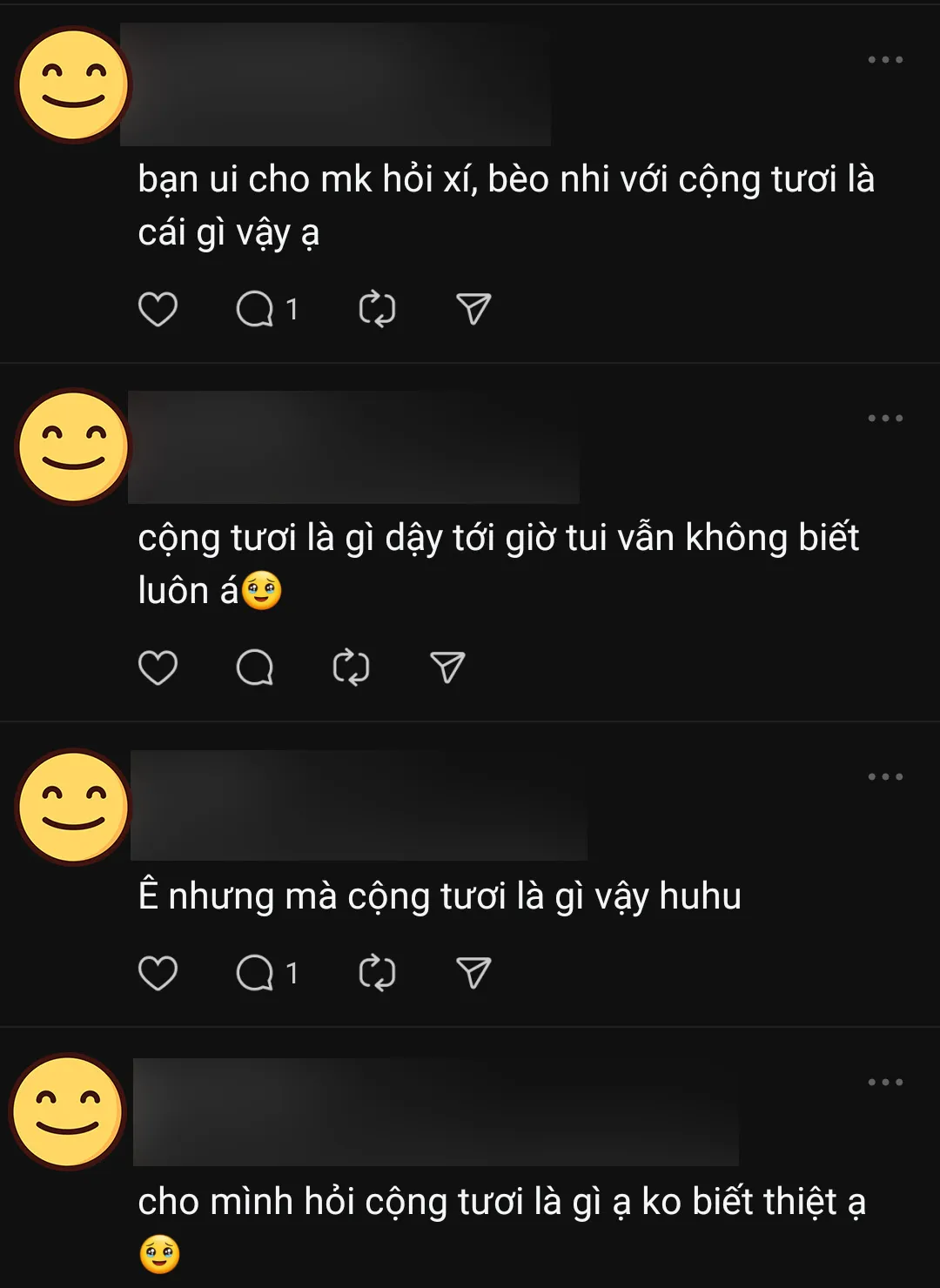 Tìm kiếm "cộng tươi là gì" trên Threads