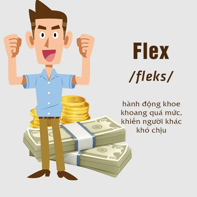 Một người đàn ông đang siết cơ bắp, minh họa cho nghĩa gốc của từ flex trong tiếng Anh