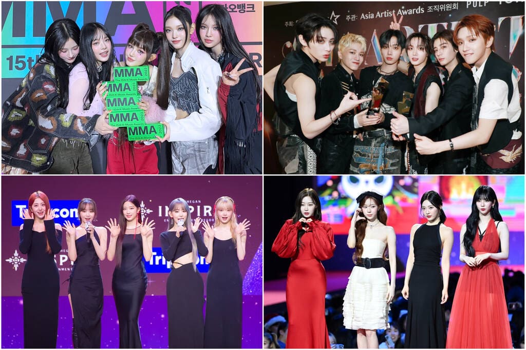 Nhóm nhạc Kpop trình diễn trên sân khấu, khoảnh khắc đáng nhớ tại các lễ trao giải cuối năm