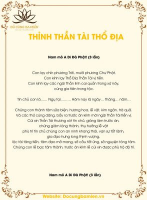 Bài cúng, văn khấn thỉnh thần tài thổ địa