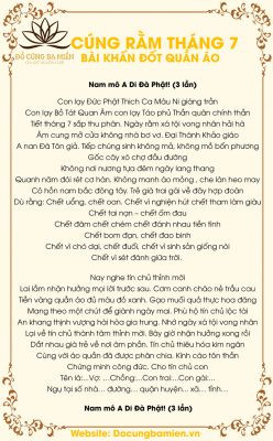 Bài văn khấn khi đốt đồ mã cho người đã khuất trong Rằm tháng 7.