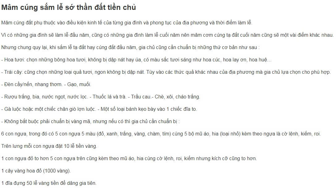 Bàn thờ cúng tạ đất được trang trí với đầy đủ lễ vật, thể hiện sự trang trọng và thành kính của gia đình