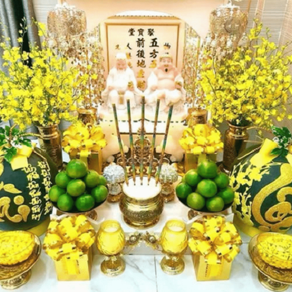 Chủ nhà nên chọn lựa đồ ngọt như bánh hỏi, chuối hay bưởi,... để dâng Thần Tài