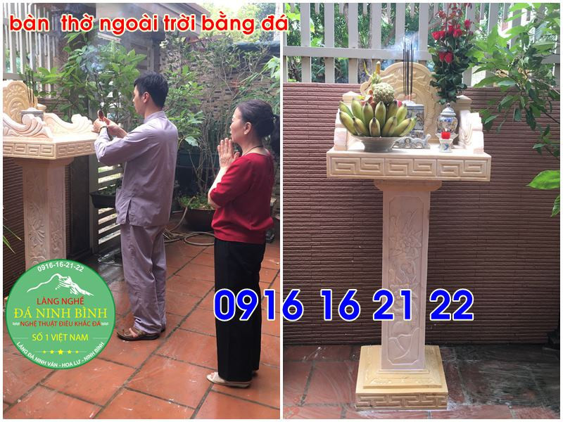 Hình ảnh minh họa nghi thức văn khấn ngày mùng 1 và 15 hàng tháng ngoài trời với mâm lễ vật truyền thống