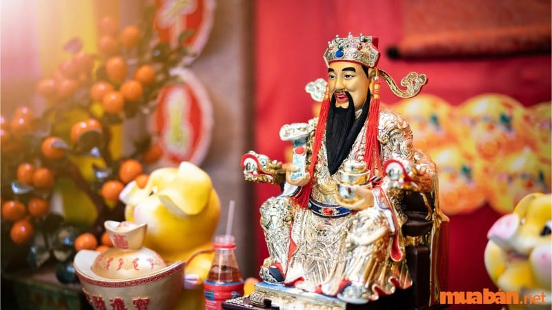 Mâm lễ vật cúng Thần Tài mùng 10 tháng Giêng được chuẩn bị chu đáo