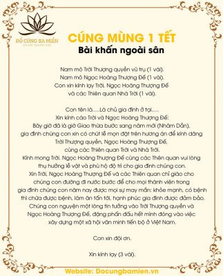 Mẫu văn khấn cúng mùng 1 Tết ngoài sân trang trọng