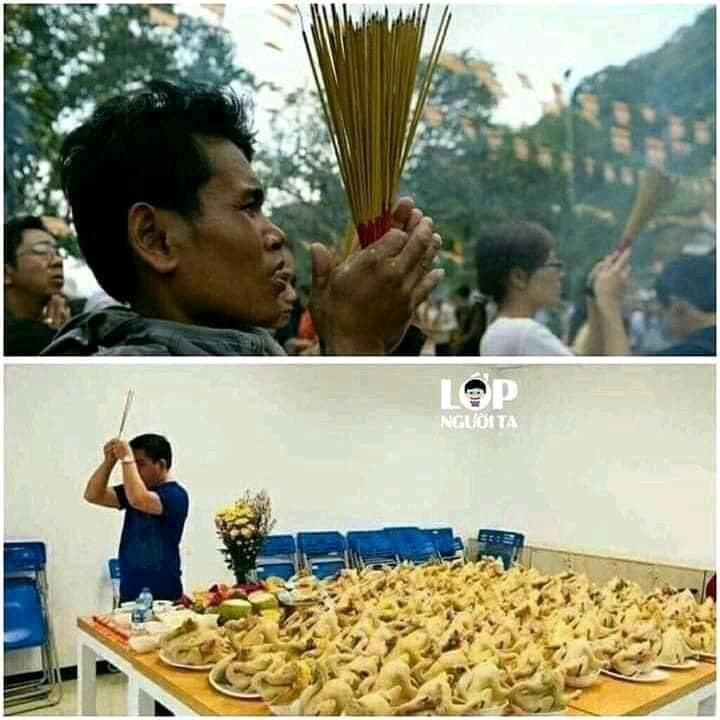 Meme thắp hương với nhiều biểu cảm khác nhau