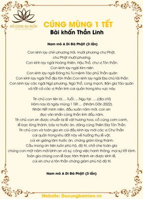 Văn khấn cúng mùng 1 Tết thần linh và thổ công cầu bình an