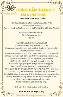 Văn khấn cúng Phật rằm tháng 7 trang nghiêm