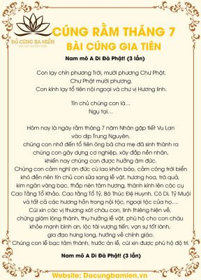 Văn khấn gia tiên rằm tháng 7 tại gia đình