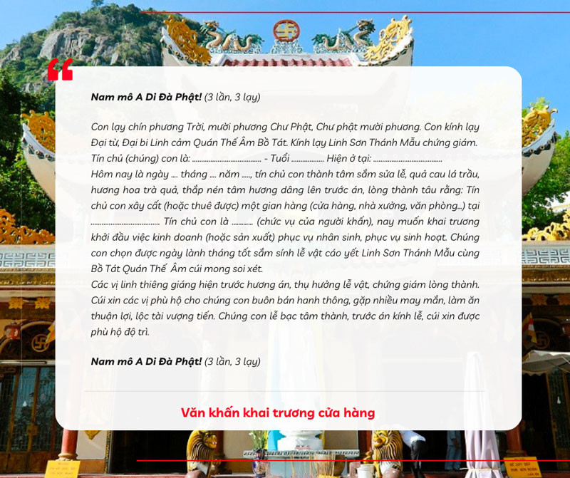 Văn khấn khai trương cửa hàng tại Chùa Bà Tây Ninh xin lộc buôn bán