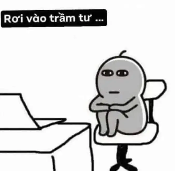 Biểu cảm ngẫm nghĩ trong meme khi rơi vào trầm tư