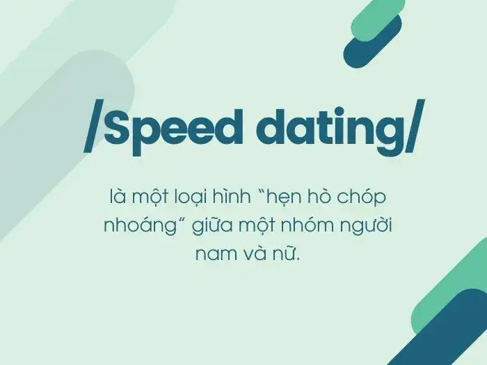 Mô tả một buổi speed dating với các cặp đôi đang trò chuyện vui vẻ trong không gian lãng mạn