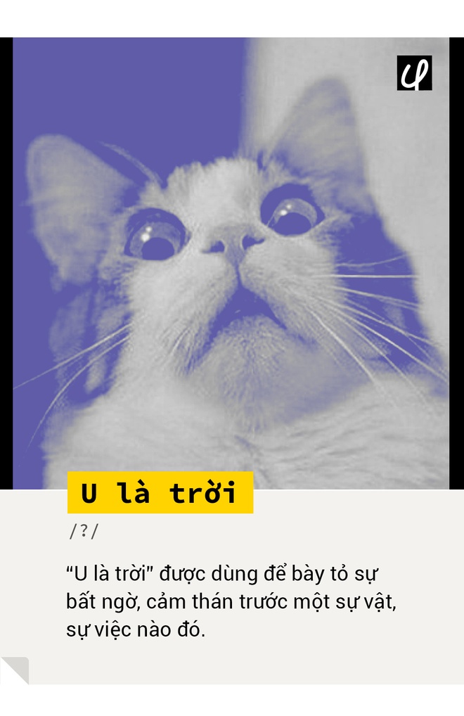 Hình ảnh minh họa cụm từ "U là trời" với bong bóng thoại thể hiện sự ngạc nhiên