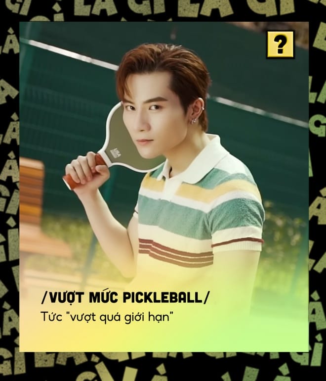 Graphic giải thích ý nghĩa của cụm từ vượt mức pickleball trong giao tiếp hiện đại.
