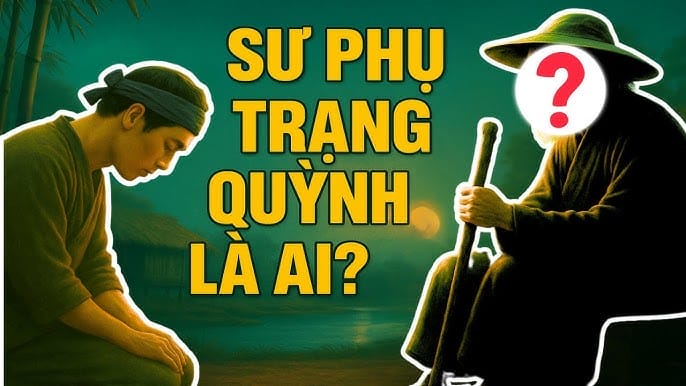 Hình ảnh một người đàn ông mặc trang phục cổ trang Việt Nam đang mỉm cười, gợi liên tưởng đến Trạng Quỳnh.