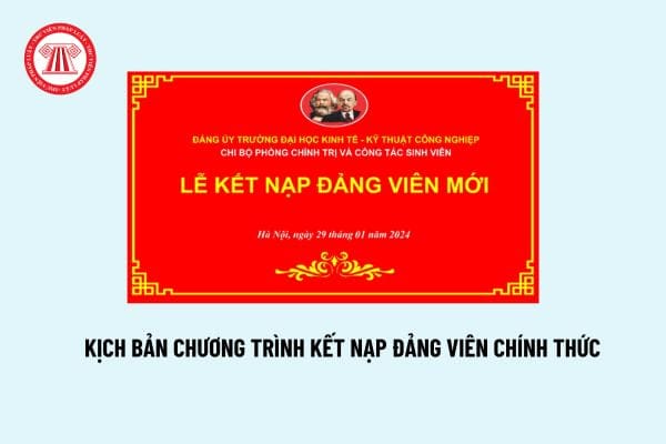 Lễ kết nạp đảng viên mới với cờ Đảng và ảnh Bác Hồ trang trọng