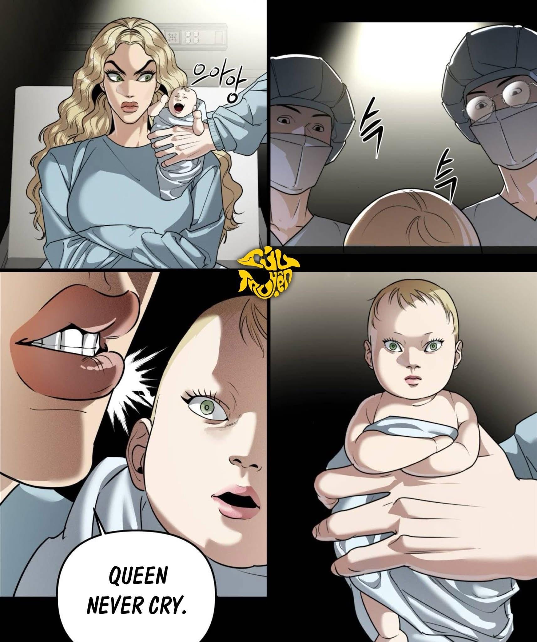Queen Never Cry meme - Hình ảnh mở đầu về mẹ và bé gái