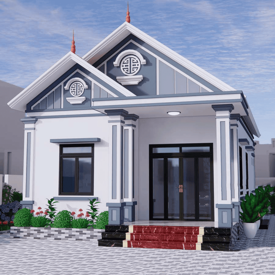 Phối cảnh kiến trúc cơ bản của một ngôi nhà mái thái đơn giản