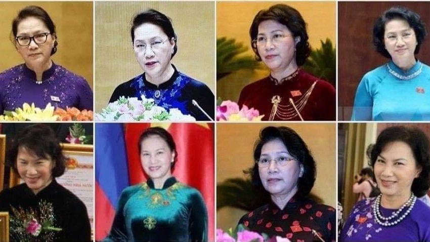 Ngân Nguyễn tự tin trong tà áo dài cách điệu trên bục giảng