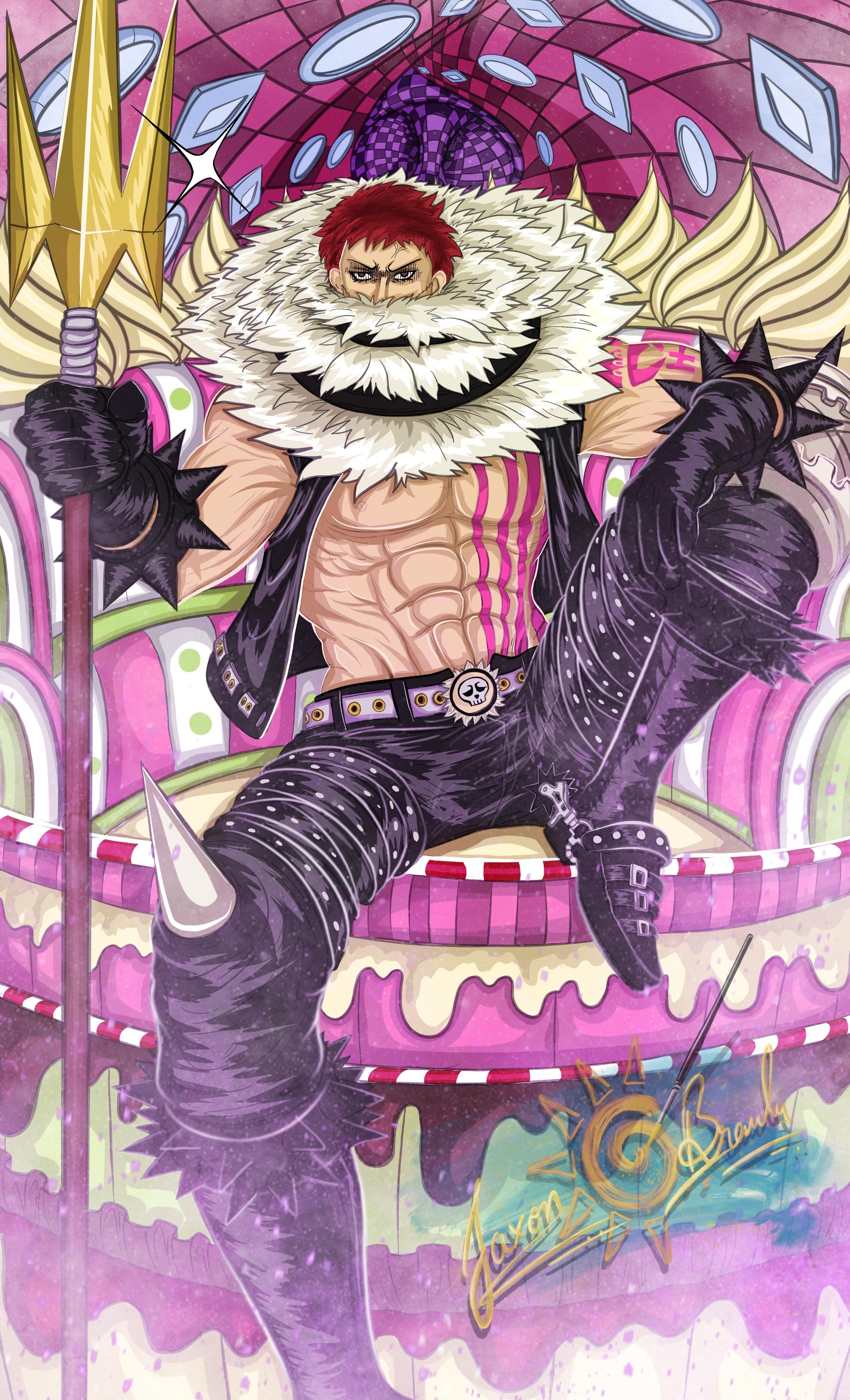 Charlotte Katakuri trong tư thế chiến đấu, thể hiện sức mạnh của Tư lệnh Bánh ngọt