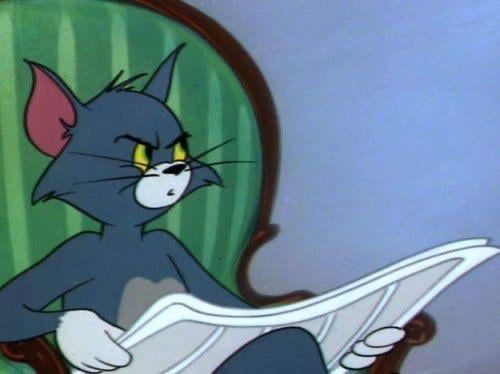 Meme Tom and Jerry thể hiện sự suy tư của mèo Tom trong một tình huống khó xử