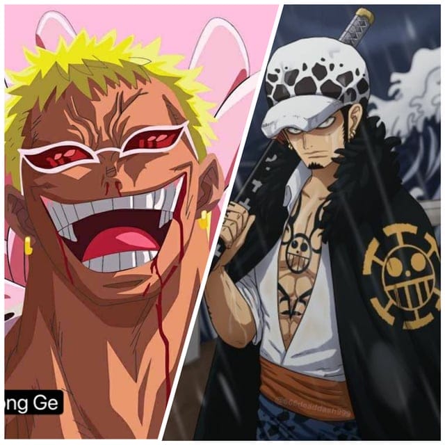 Doflamingo với áo khoác lông hồng rực rỡ và kính râm đặc trưng