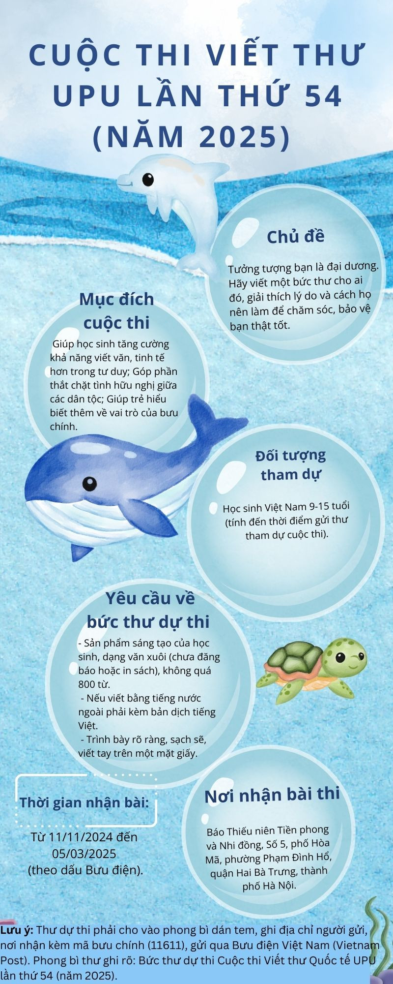 Cô bé đang ngồi chăm chú viết thư UPU về môi trường