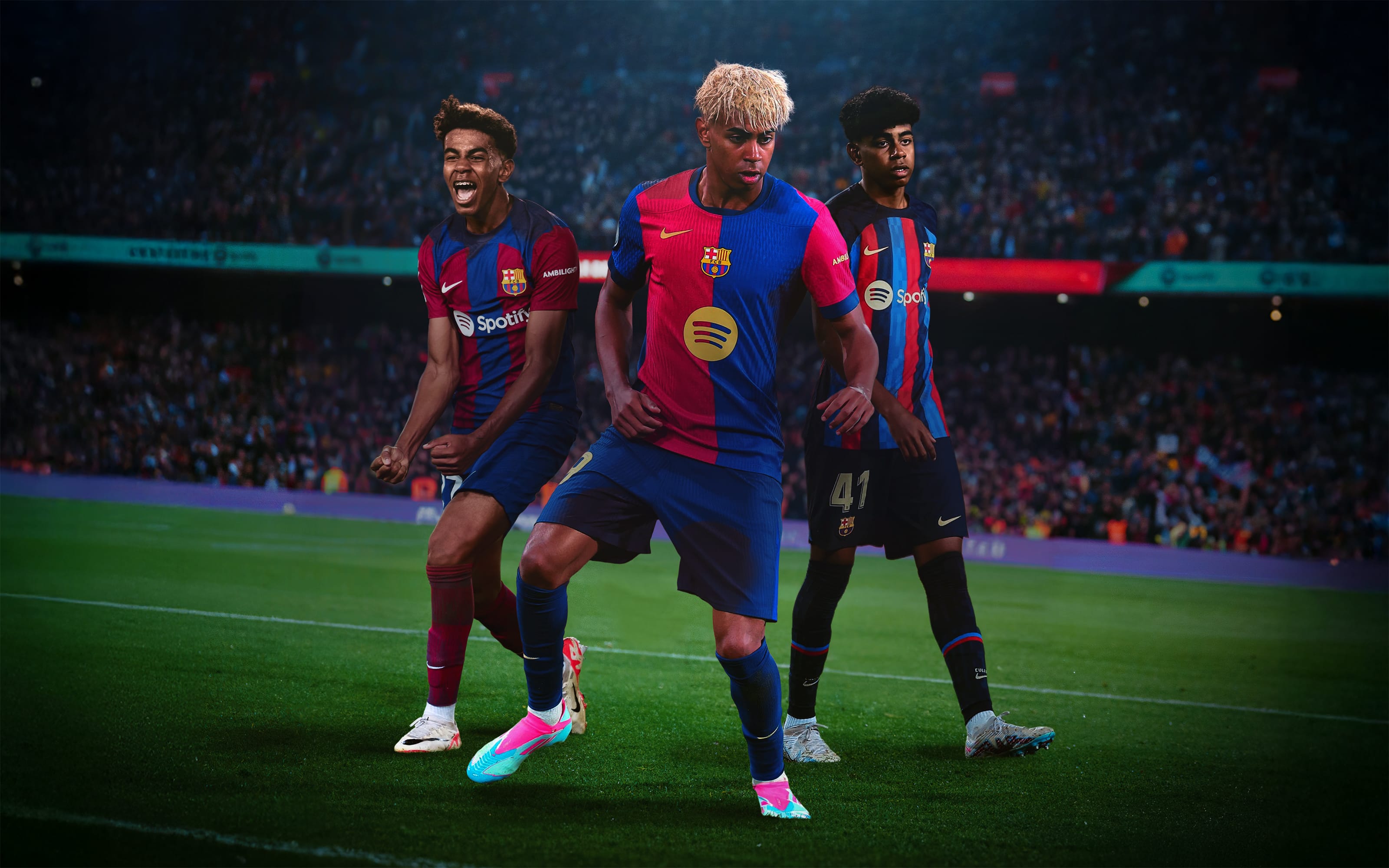 Lamine Yamal ăn mừng bàn thắng cho Barcelona